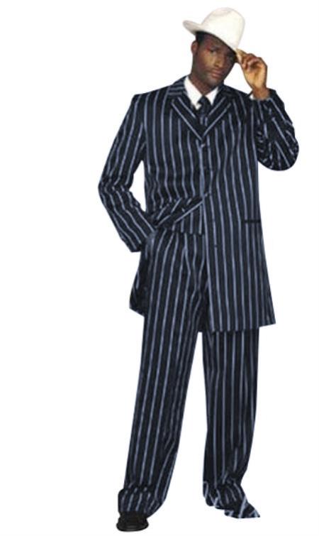 men's Navy Blue Pinstripe Pattern Suit Perfect for Wedding