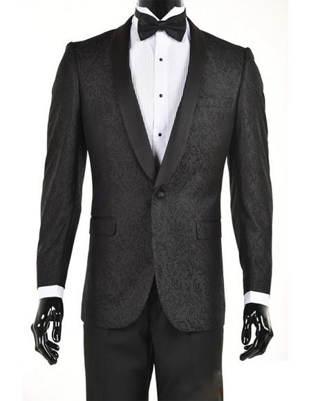  men's Black Velvet Paisley Suit Jacket Blazer Sport Coat Dinner Jacket 