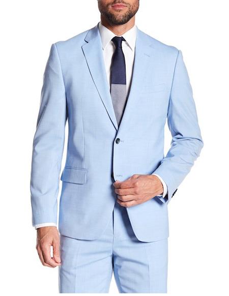  Men's Two Button Blue Notch Lapel Single wool  Breasted Suit
