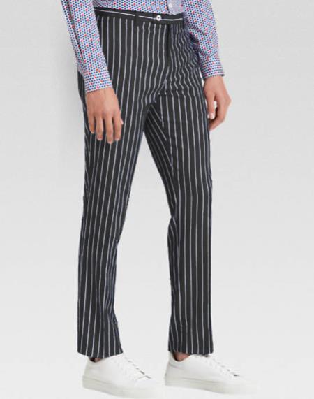  Men’s slacks Charcoal Ganagster Chalk Striped ~ Pinstripe 1920's Style Flat Front or  Pleated Pants Available In Big And Tall