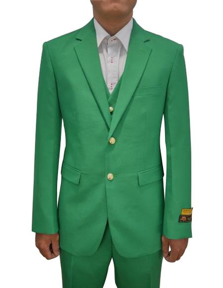  Alberto Nardoni men's Vested 3 Piece Suit for Men Augusta Green