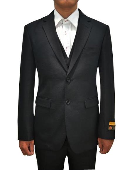  Alberto Nardoni men's Vested 3 Piece Suit Black