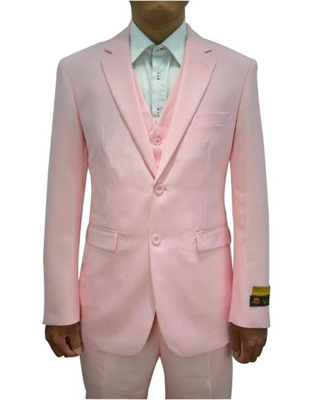  Alberto Nardoni men's Vested 3 Piece Suit Pink