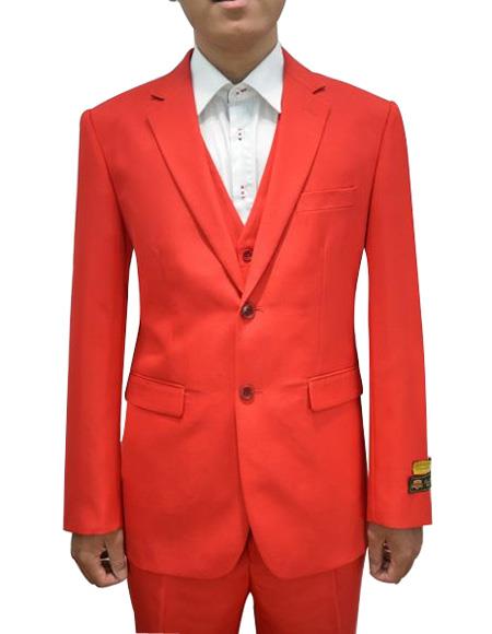  Alberto Nardoni men's Vested 3 Piece Suit Red