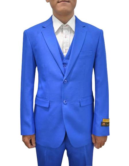  Alberto Nardoni men's Vested 3 Piece Suit Royal