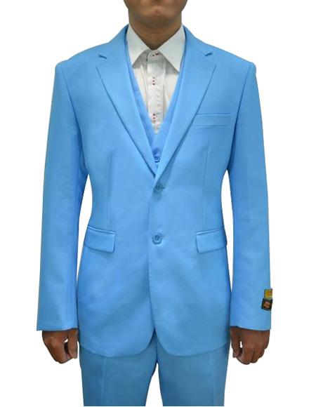 Alberto Nardoni men's Vested 3 Piece Suit Turquoise NO VEST