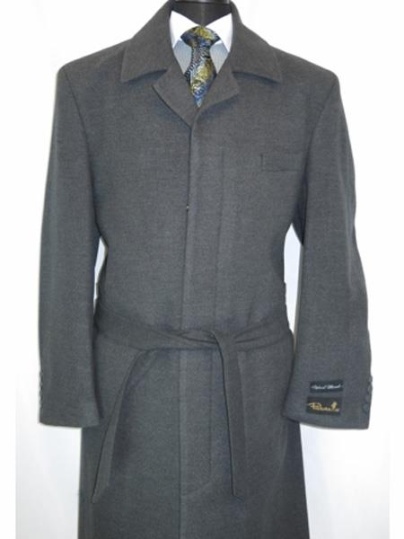 Mens Overcoat Mens Topcoat Alberto Nardoni men's Belted Wool Overcoat Top coats full length winter coats Charcoal