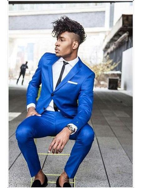  men's Saphire~Royal ~ Indigo ~ Cobalt New Blue 2 Button Notch Lapel Suit Separate Any Size Jacket & Pants