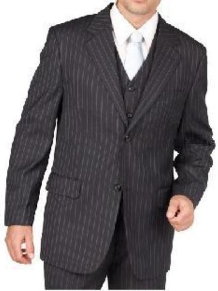  men's Charcoal Gray Pinstripe 2 Button Vested 3 Piece three piece Suit Separate Any Size Jacket & Pants
