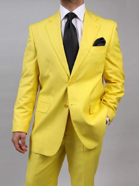  men's Two Button Yellow Suit Separate Any Size Jacket & Pants