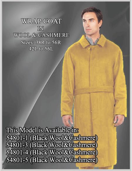  Men's Alberto Nardoni Brand Belted Full Length Overcoat ~ Topcoat 45 Inches Wool Single Breasted  Button Closure Camel Coat