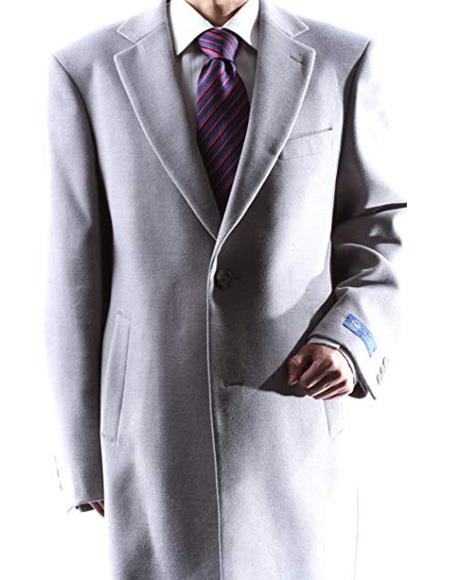  Mens Overcoat Mens Single Breasted Gray Two Button Notch lapel Topcoat 