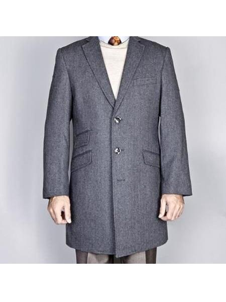  Mens Overcoat mens Single Breasted Notch lapel  Gray  Classic Herringbone Tweed Wool Three Button Carcoat