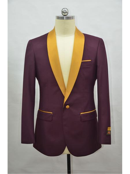men's Blazer ~ Suit Jacket Burgundy ~ Gold