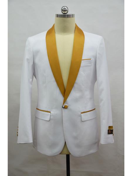   men's Blazer ~ Suit Jacket  White ~ Gold