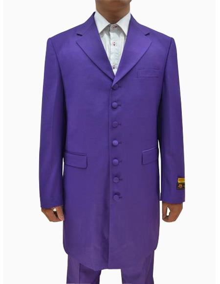  men's Purple Single Breasted Seven Button Zoot Suits