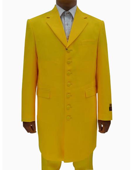  men's Yellow Single Breasted Seven Button Zoot Suits