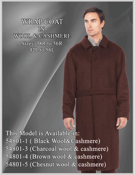 men's Big And Tall Wool Overcoat Topcoat Outerwear Coat Up to Size 68 Regular Fit