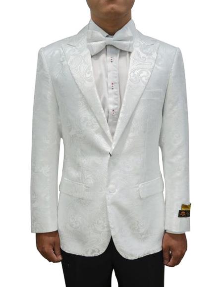 Cheap men's Printed Unique Patterned Print Floral Tuxedo Flower Jacket Prom custom celebrity modern Tux White