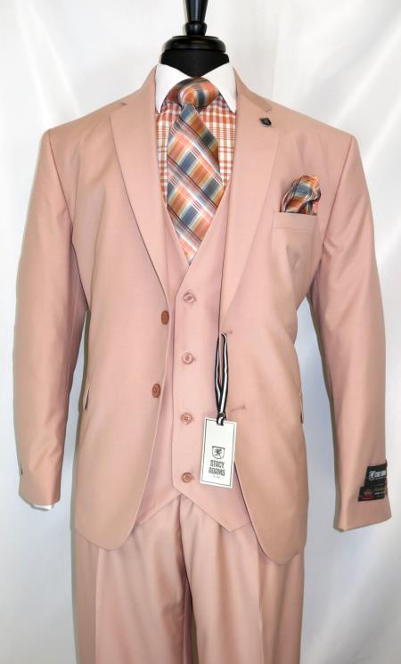 Men's Two Button Suit Jacket With Notch Lapels Rose Gold ~ Peach ~ Coral