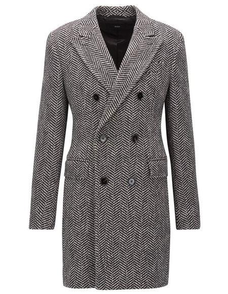 men's Grey Flap Front Pockets Six Button Big and Tall Topcoat