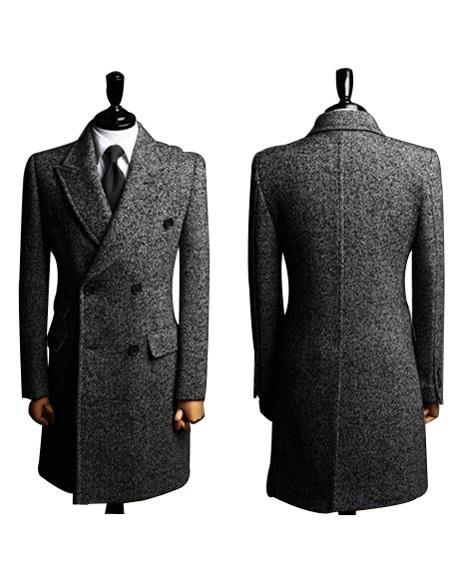 men's Grey Big and Tall Topcoat Wool Winter Coats