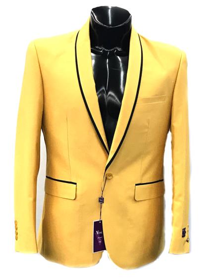 men's Vinci 2 Button Blazer ~ Suit Jacket In Black And Gold