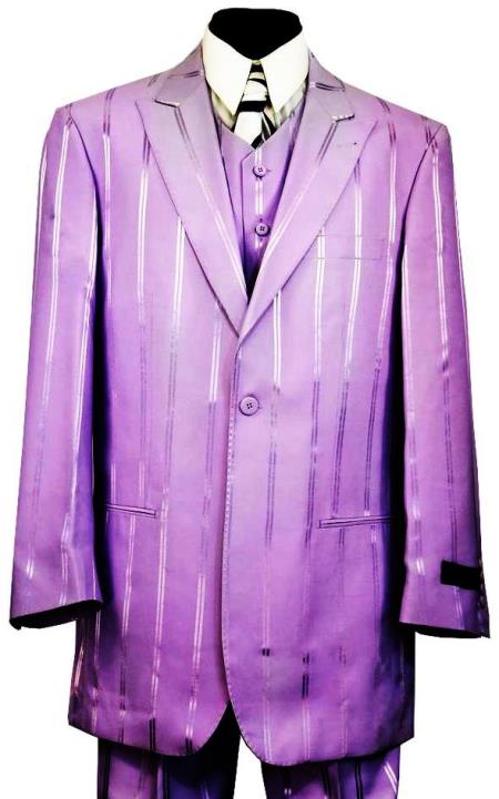  Reflective Stripes 3pc Zoot Suit Set - Lilac