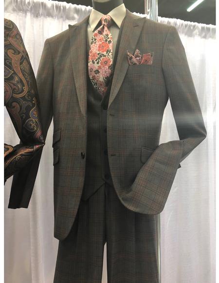  men's Grey Single Breasted Two Button suit