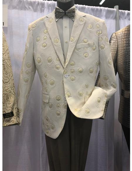 men's Single Breasted White Suit