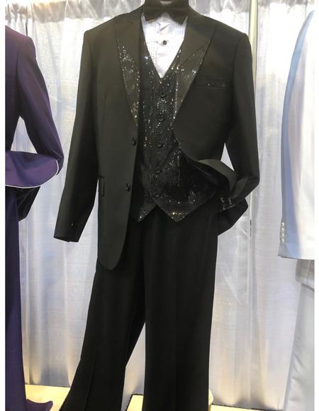  men's Black Single Breasted Suit