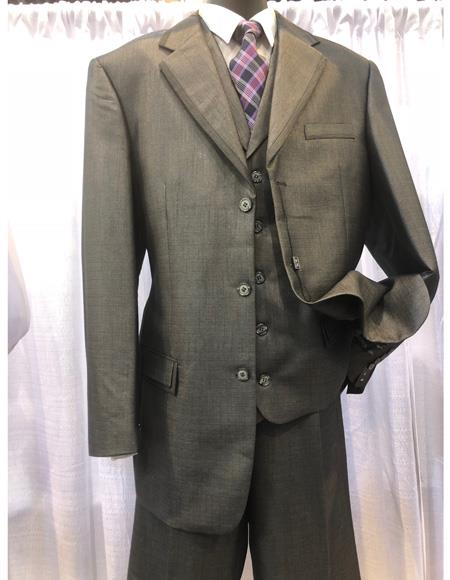  men's Three Button  Grey Single Breasted Suit