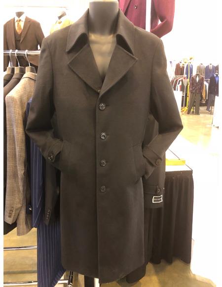  men's Single Breasted Brown Four Button Over Coat