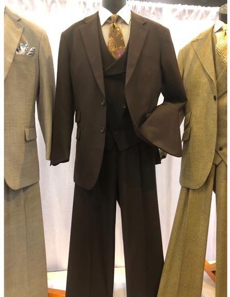  men's Brown Single Breasted Two Button Suit