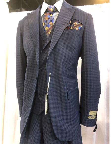 #J41099 men's Single Breasted Blue Suit
