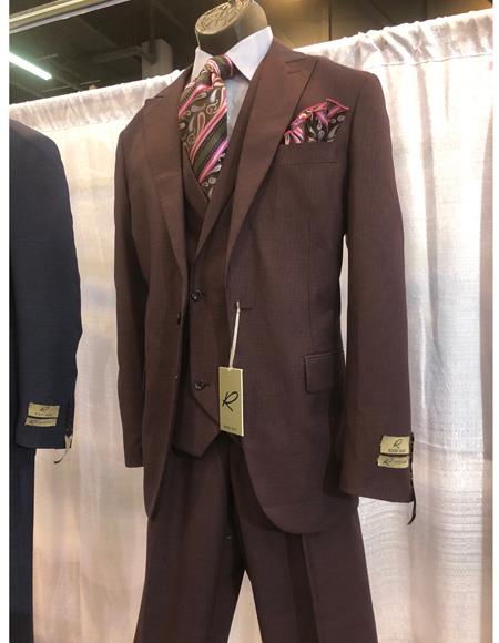 men's Brown Single Breasted Suit