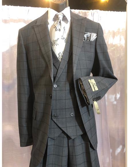  men's Grey One Button Single Breasted Suit