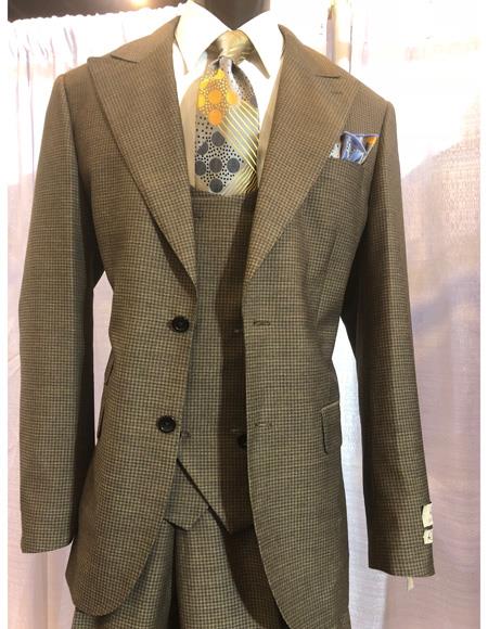 men's Brown Two Button Single Breasted Suit