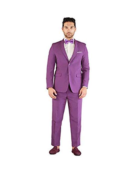 men's Purple Single Breasted Two Button Suit