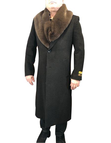 Alberto Nardoni men's Brown & Black Mixed Tweed ~ Herringbone Houndstooth Cashmere Blend Overcoat ~ Topcoat