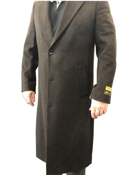 Alberto Nardoni men's Brown & Black Mixed Tweed ~ Herringbone Houndstooth Blend Overcoat ~ Topcoat