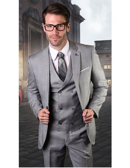  men's Gray Single Breasted One Button Suit
