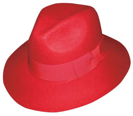 New Men's 100% Wool Fedora Trilby Mobster suit hat Red