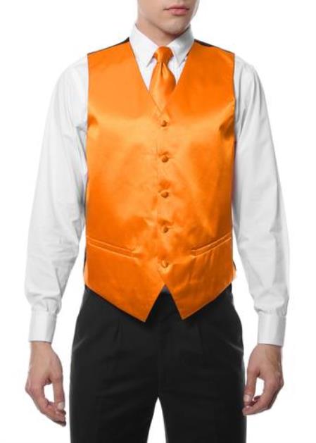 Men's 4PC Big and Tall Vest & Tie & Bow Tie and Hankie Gold
