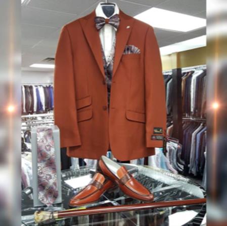 Men's Single Breasted Peak Lapel Dark Brown Suit