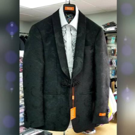 Men's Shawl Lapel Single Breasted Black Suit