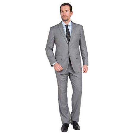 Men's Single Breasted Notch Lapel Two Button Gray Suit