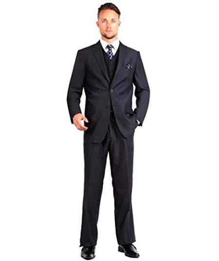  Two Button Black Single Breasted Modern Fit Suit
