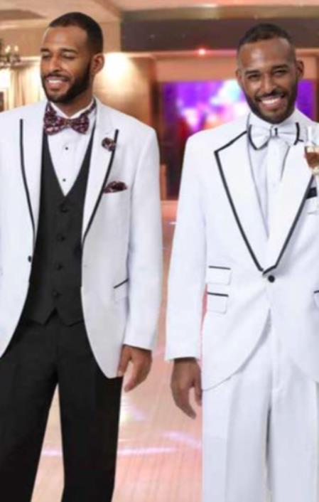Men's Single Breasted Notch Lapel White Suit
