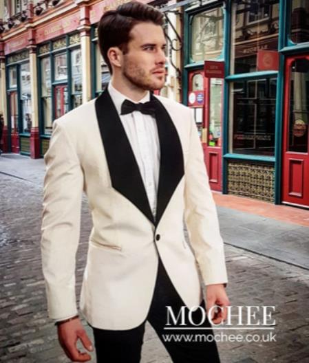Men's Single Breasted Shawl Lapel White Suit